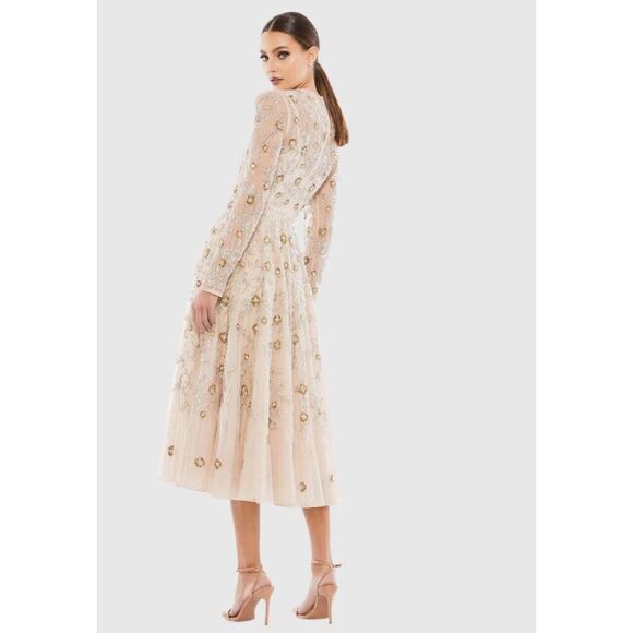 Mac Duggal Embellished Cream Midi Dress - Picture 3 of 11